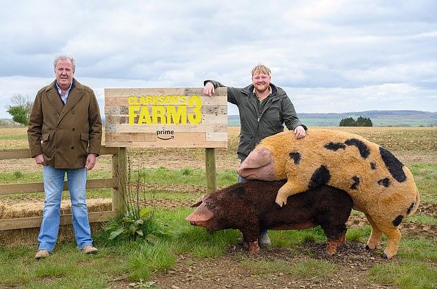 Kaleb Cooper reveals Jeremy Clarkson ‘is actually a really good pig farmer’ as they celebrate series three of Clarkson’s Farm launch at Diddly Squat
