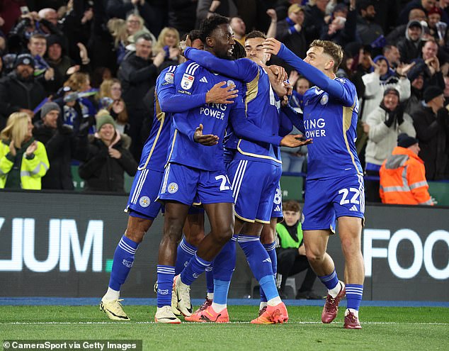 Get the party started! Leicester are PROMOTED back to the Premier League at the first attempt, as Leeds’ miserable defeat confirms automatic place, with Foxes kicking off wild celebrations