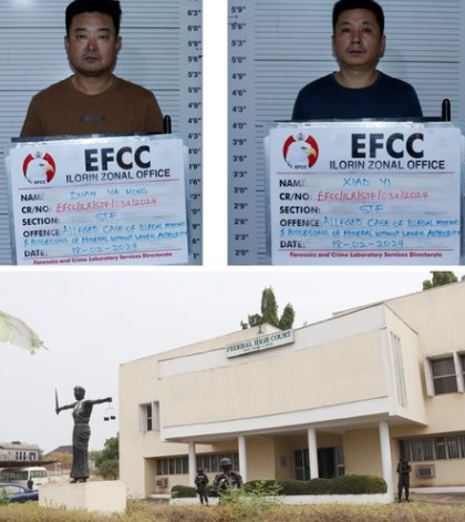 1. EFCC arraigns two Chinese nationals and their company for alleged Illegal mining in Ilorin